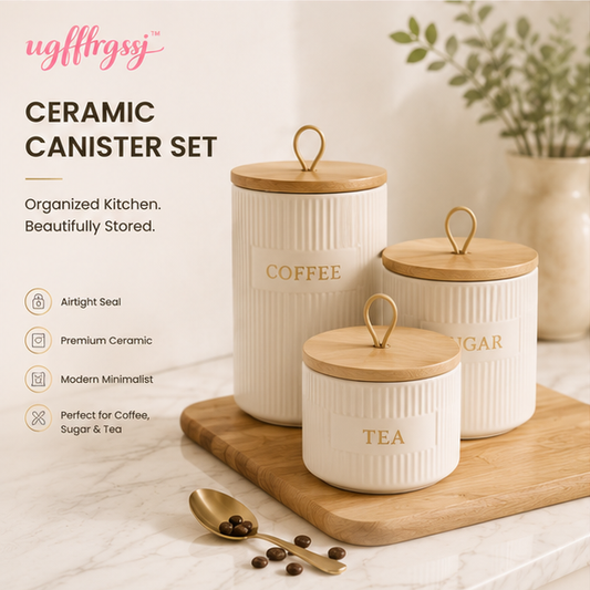 ugfffrgssj™ Modern Ceramic Kitchen Canister Set for Coffee, Sugar & Tea Storage