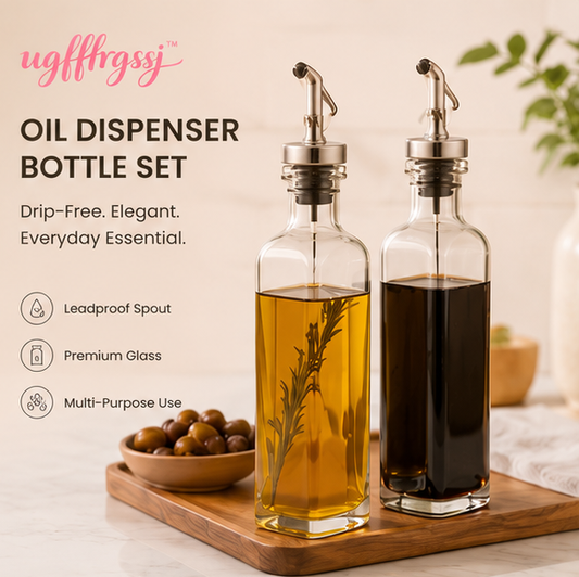 ugfffrgssj™ Glass Olive Oil Dispenser Bottle Set for Kitchen Counter & Cooking Prep
